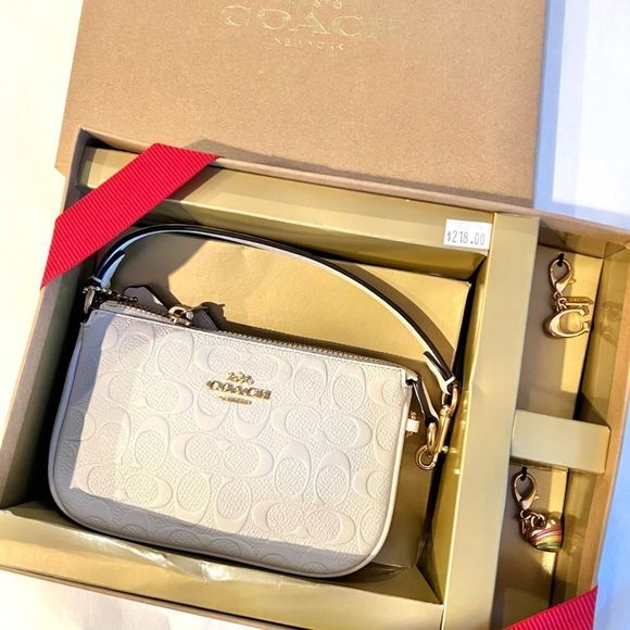 LAST 1 ❤️ NWT Coach Boxed Nolita 15 Embossed Signature Leather Chalk CF549 Gift - Picture 2 of 14